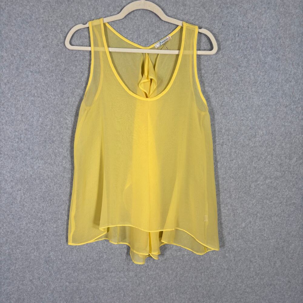 Free Bird Tank M Sheer Asymmetric Flowy Tiered Drape Feminine Festival Soft Girl